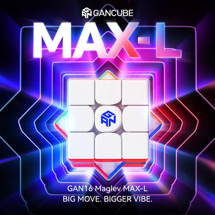 GAN16 Maglev MAX-L speed cube with vibrant neon lights and futuristic design
