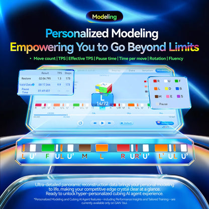 GAN 16ui smart cube personalized modeling interface with move stats and AI training insights
